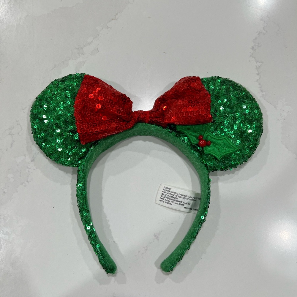 Disney Green and Red Sequin Minnie Mouse Ears